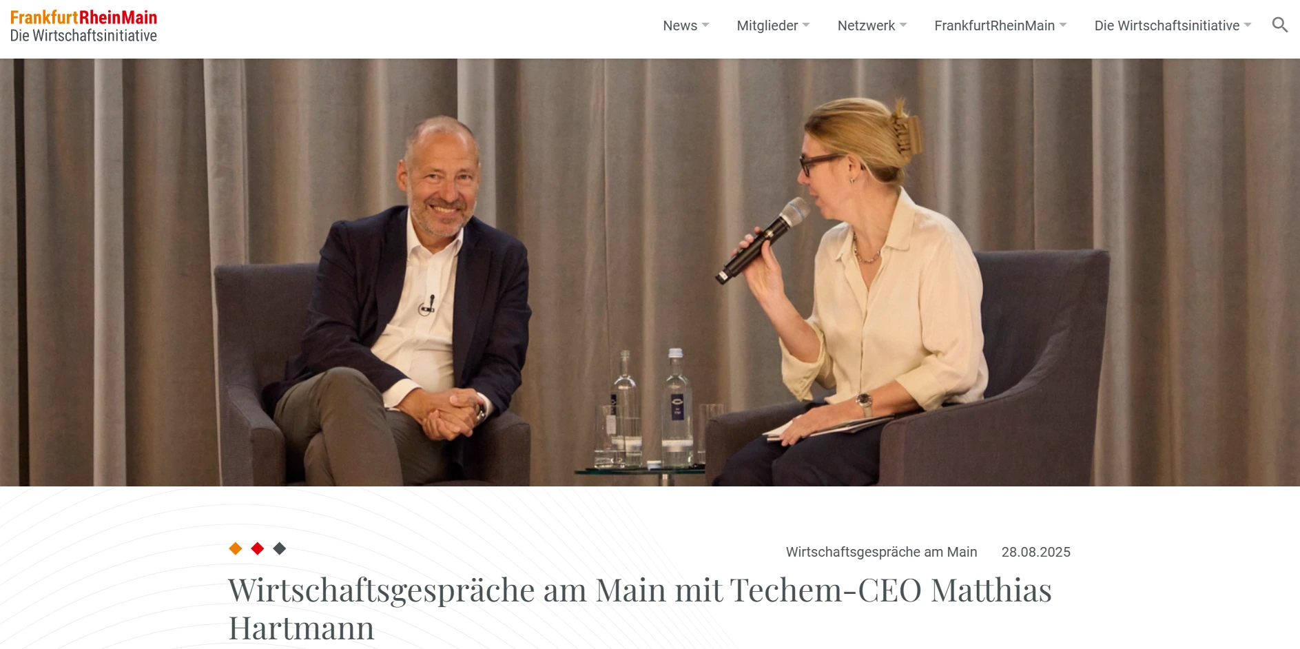 Wirtschaftsgespräche am Main mit Techem-CEO Matthias Hartmann